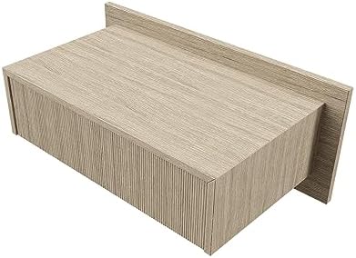 VANT 39 in Floating Wall Mounted Nightstand with Drawer, Cerused White Oak