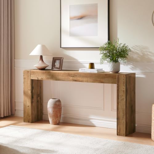 Reclaimed Solid Wood Console Table, 63" Long Farmhouse Entryway Table
