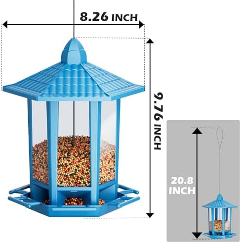 Birdream Bird Feeders for Outdoor Hanging, Fun Installation Pagoda Design Wild Birdfeeder, Attracting Wild Birds Sparrows Finch Cardinal Goldfinch Chickadee - Blue