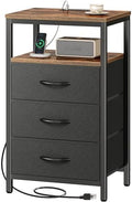 Huuger Nightstand with Charging Station, 27.6 Inch Bedside Table,Side Table