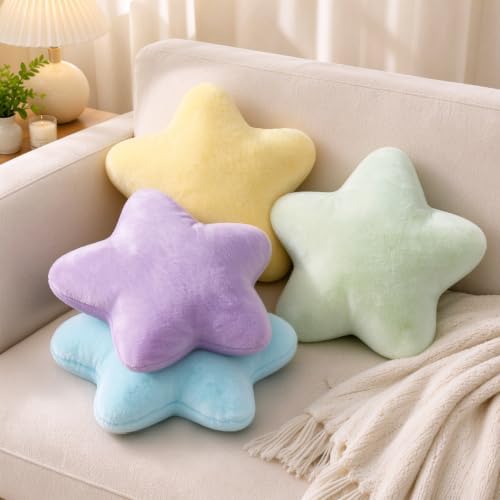 2PCS Star Pillow Set,15.35“ Cute Purple Decorative Throw Pillows for Bed