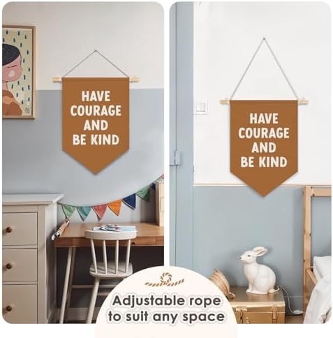 Classroom Motivational Have Courage and Be Kind Wall Hanging Pennant Flag Banner, Inspirational Wall Decor for Kids Toddler Nursery Bedroom Playroom 15x11 Inch