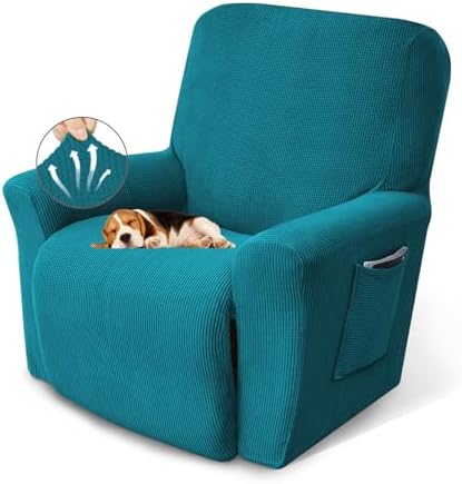 KEKUOU Recliner Chair Covers, 1-Piece Lazy Boy Recliner Covers,Peacock Blue