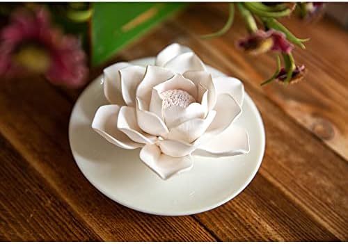 Essential Oil Passive Flower Diffuser -Lotus Flower Porcelain Aromatherapy Diffusers for Small Mini Room, Desk Decorative, Bathroom (Lotus)
