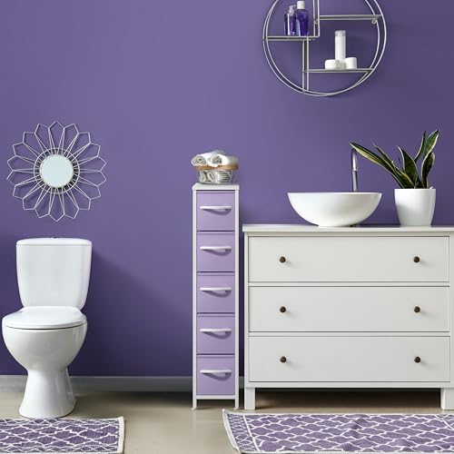 Sorbus 5-Drawer Narrow Dresser for Bedroom (Pastel Purple)