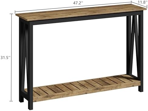 ChooChoo Farmhouse Console Table, Narrow Sofa Table for Entryway, 47 Inch