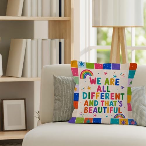 Retro Inspirational Rainbow Boy Girl Nursery Throw Pillow Cover 18x18