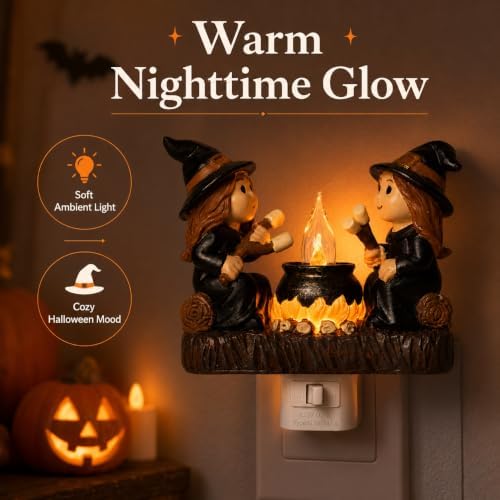 Dlfghos Halloween Witch Campfire Nightlight Witch Flickering Night Light