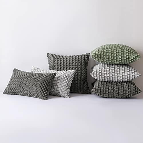 MIULEE Lumbar Decorative Throw Pillow Covers 12x20 Dark Grey Corduroy