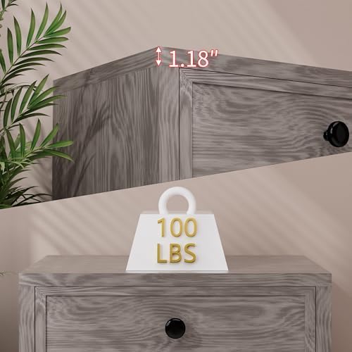 COWMOU Nightstand with Drawers 3 Drawer Night Stand with Charging Station Farmhouse Style Large Bed Side Table Wooden Dresser for Bedroom Living Room (1, Grey Grain)