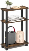 Furinno Turn-N-Tube Narrow Side Table, 3-Tier Rectangular Modern End Table with Storage Shelf, Slim Toolless Assembly Nightstand, Night Stand, Bedside Table, for Living Room, Bedroom, Amber Pine