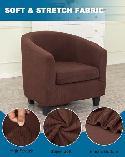 NILUOH 2 Piece Tub Chair Covers with Cushion Cover Soft Stretch Club Chair Slipcover Furniture Protector with Elastic Bottom Spandex Couch Covers for Bar Counter Living Room