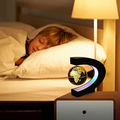 Magnetic Levitation Floating World Map Globe Multi-Color Changing Rotating Levitating Globe with LED Lights Office Home Desk Decoration Gadget for Friend Teacher Business Birthday Gift