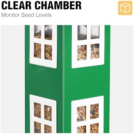 Veehoo Metal Bird House Feeder for Outdoors Hanging with 4-Port
