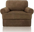 Sofa Cover 2 Pieces T Cushion Chair Covers with Arms Super Stretch Chair Slipcover for Living Room,Slip Cover Anti Slip Armchair Furniture Protector Pet Universal(Chocolate, 1 Cushion)