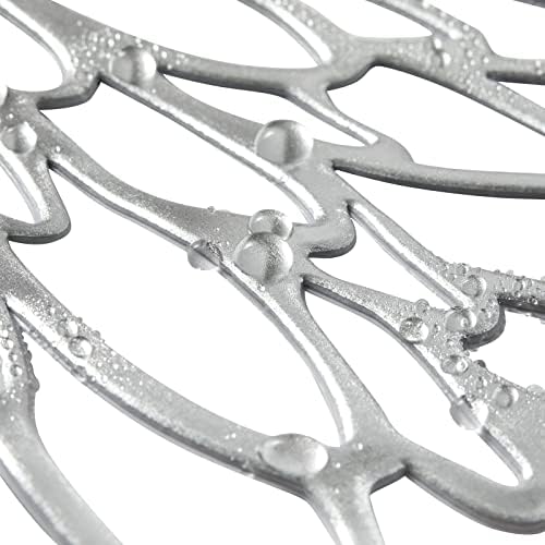 Juvale 10 Pack Silver Metallic Vinyl Placemats - 14.4" x 14.4" Round Table Mats and Chargers with Leaf Design for Elegant Table Decor and Protection - Stylish Charger Plates for Weddings and Parties