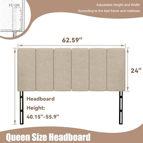Yongchuang Upholstered Queen Headboard Only Modern Linen Head Board Oatmeal