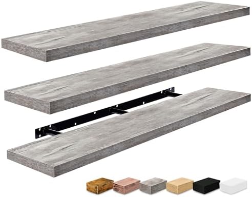 Sorbus Floating Shelves for Wall Storage (55 Inch, 3 Pack, Gray)