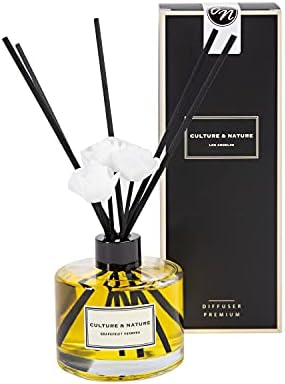 CULTURE & NATURE Reed Diffuser Set 6.7oz (200ml) Grapefruit Verbena Scented Diffuser with Sticks Home Fragrance Reed Diffuser for Bathroom Shelf Decor