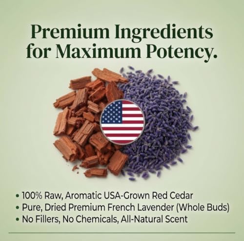 Professor Killamoth Cedar Chips and Lavender Sachets (20 Pack) - Stop Clothes Damage - Cedar and Lavendar Home Fragrance Sachets for Drawers and Closets