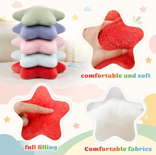 Soaoo 5 Pcs Star Fluffy Pillow Star Shape Pillow, Morandi Collection