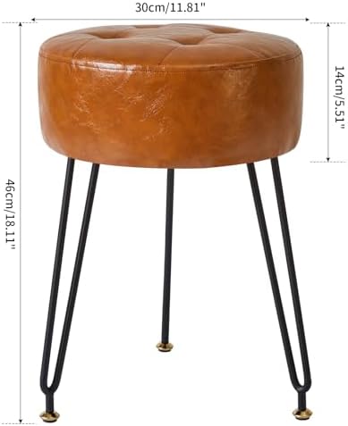 IBUYKE Makeup Vanity Stool, Faux Leather Round Chair, Light Brown LG-31J