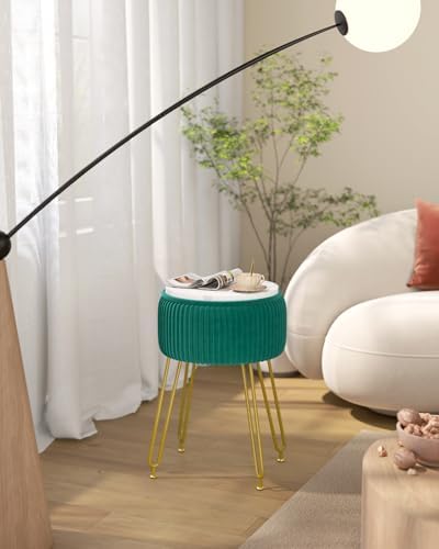 IBUYKE Storage Footrest Chair Ottoman, Makeup Vanity Stool, Green LG-20L