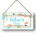Personalized Name Wall Hanger Door Feathered Arrow Green Decorations Sign Custom Wooden Child Bedroom Sign