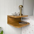 Floating Nightstand Wooden, Solid Alder Wood Bedside Table, Wall Mounted Shelf with LED Option, Slim Side Table with Open Storage, Varnish Finish (Natural, Without LED, 11.0, Inches)
