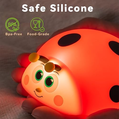 AVEKI Cute Ladybug Nightlight for Baby, Soft Silicone Night Light ﻿