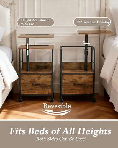 Faesun Night Stand with Swivel Top, Brown