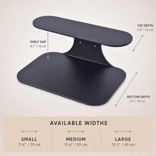Black Metal Floating Nightstand – Wall Mounted Bedside Shelf for Bedroom, Minimalist Modern Floating Shelf, Powder-Coated Steel Wall Rack (Set of 2 Large - 19.3")
