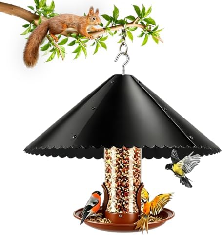 18" Hanging Metal Squirrel Baffle for Bird Feeder Pole, Bird House Guard