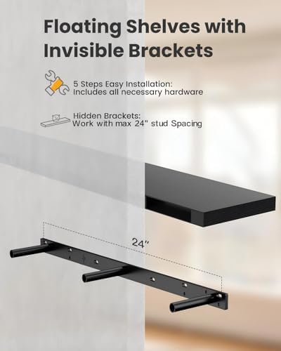 Amada 35.4" Floating Shelves for Wall Decor & Storage, Set of 3, Black