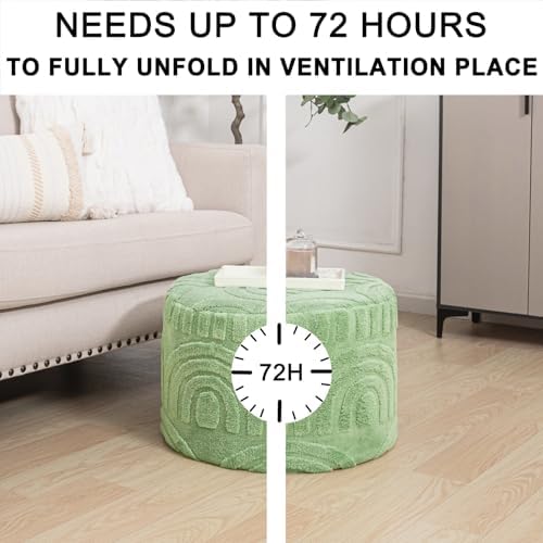 Asuprui Plush Pouf Ottoman Footrest,Foot Stools Ottoman,20"x14", Sage Green