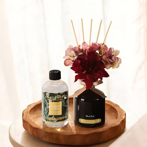 Cocorrína Reed Diffuser Refill Eucalyptus & Moss 10.15oz (300ml) with 8 Sticks - Premium Long-Lasting Floral Essential Oil, Home Fragrance for Bedroom, Bathroom Home Decor