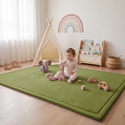 1.3" Thick Baby Play Mat for Floor,59x79 Large Memory Foam Tummy Time Mat