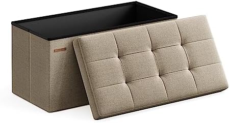 SONGMICS 30 Inches Folding Storage Ottoman Bench, Load 660 lb