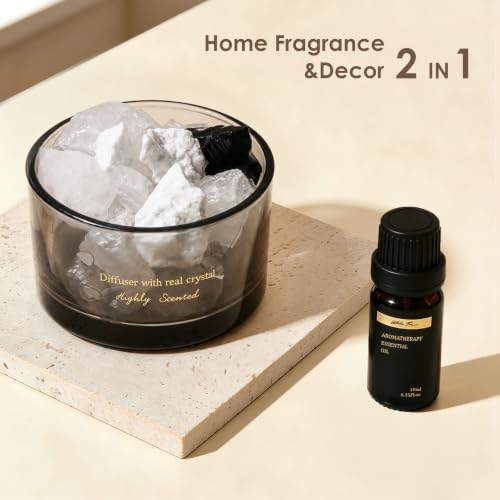 Crystal Stone Aroma Diffuser with Essential Oils for Home, Bathroom, Office, Home Decor & Fragrance 2 in 1, Chic Aromatherapy Gift Set