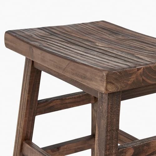 Alaterre Furniture Pomona Solid Wood Bar Stool Set of 2, Rustic Brown, 20”
