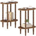 TUTOTAK Narrow Side Table with Solid Wood Legs, Oval End Table Set of 2