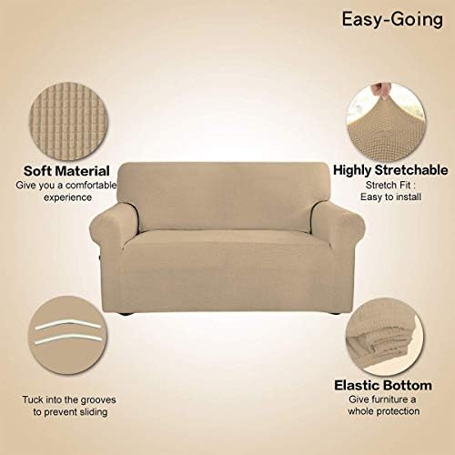 Easy-Going Stretch Loveseat Couch Covers Washable Sand