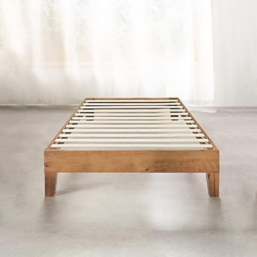 Mellow Naturalista Grand - 12 Inch Solid Wood Platform Bed with Wooden Slats - No Box Spring Needed - Twin (Natural Pine)
