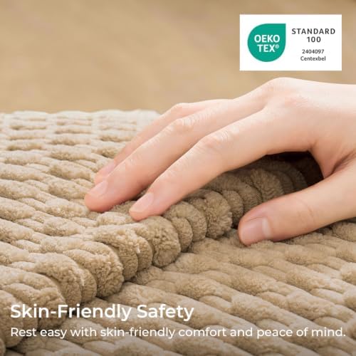 Kevin Textile Soft Corduroy 20x20 Inch Pillow Covers 2 Pack, Tan