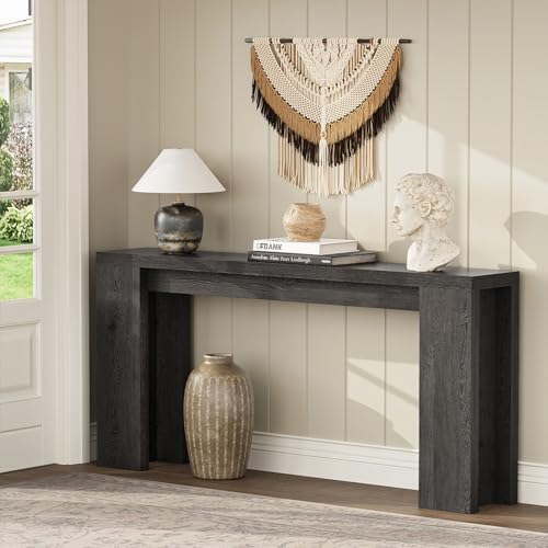 karlott 70.9" Extra Long Console Table, Farmhouse Entryway Table, Black
