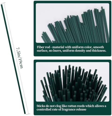 130Pcs Reed Diffuser Sticks-7.5Inch/3mm Green Reed Sticks Essential Oil Aroma Diffuser Reeds Aroma Fragrance Refills (3mm X 19cm (130pcs))
