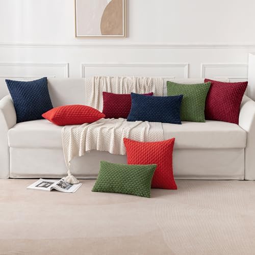 MIULEE Lumbar Decorative Throw Pillow Covers 12x20 Navy Blue Corduroy