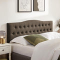Tufted Headboard King Size, Solid Wood Adjustable Height Head Board, Brown