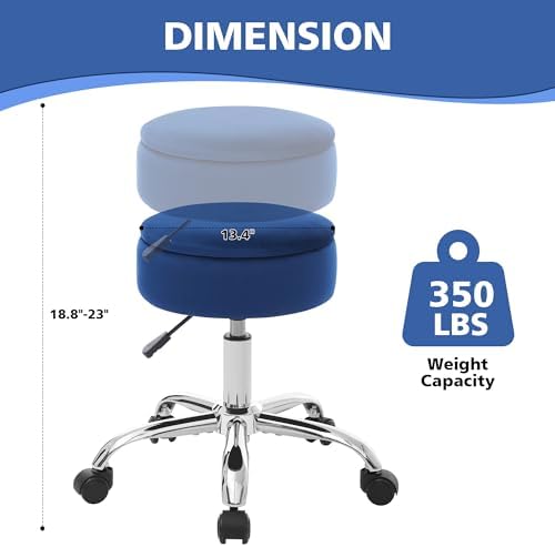 Adjustable Vanity Stool Storage Swivel Rolling Vanity Chair with Wheels