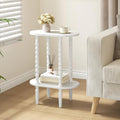 TUTOTAK Narrow Side Table with Solid Wood Legs, Small Oval End Table